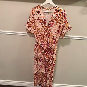 Mango Suit Abstract Polka Dot Midi Dress | Belted | Size Small